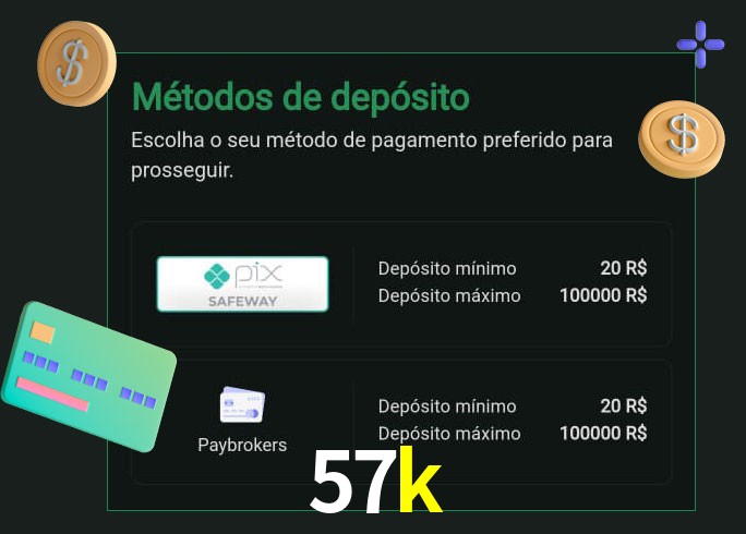 O cassino 57k oferece uma grande variedade de métodos de pagamento